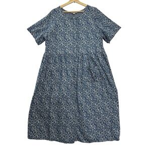 Woman Within Dress Womens 22W Blue Chambray Full Button Denim Country Teacher